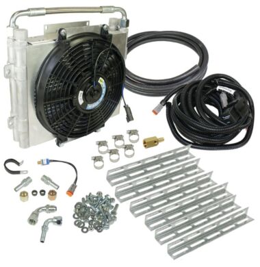 BD Diesel 1030606-DS-12 Xtrude Transmission Cooler with Fan - Double Stacked Complete Kit - 1/2in Lines