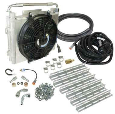 BD Diesel 1030606-DS-58 Xtrude Transmission Cooler with Fan - Double Stacked Complete Kit - 5/8in Lines