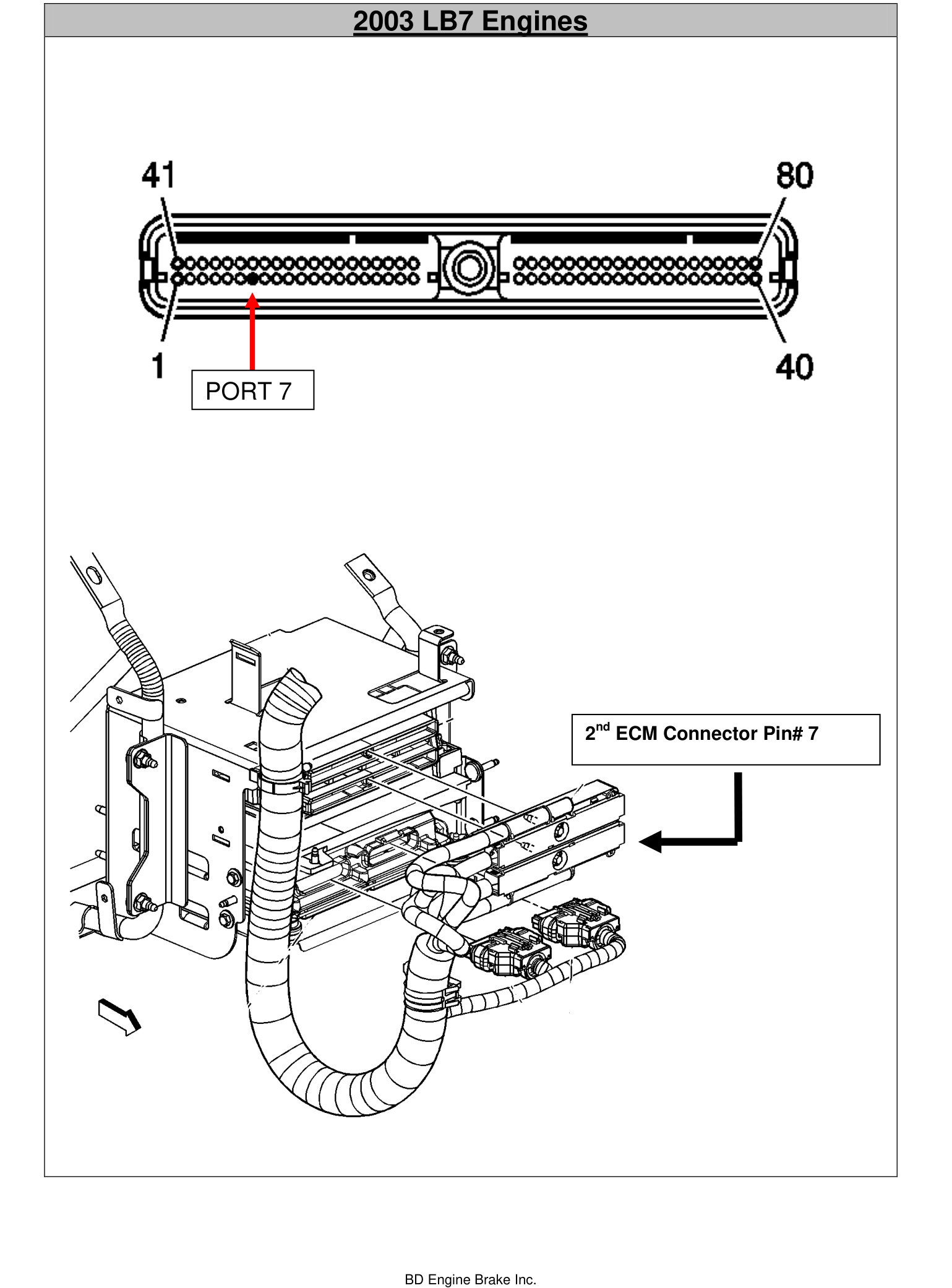 2003 LB7 second ECM connector with port 7 location for the supplied pin