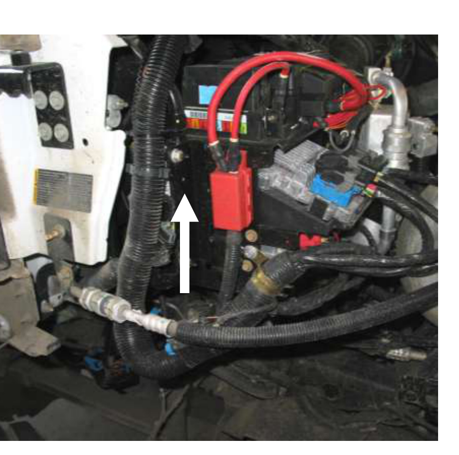 LLY ECM and first connector under the passenger-side fender