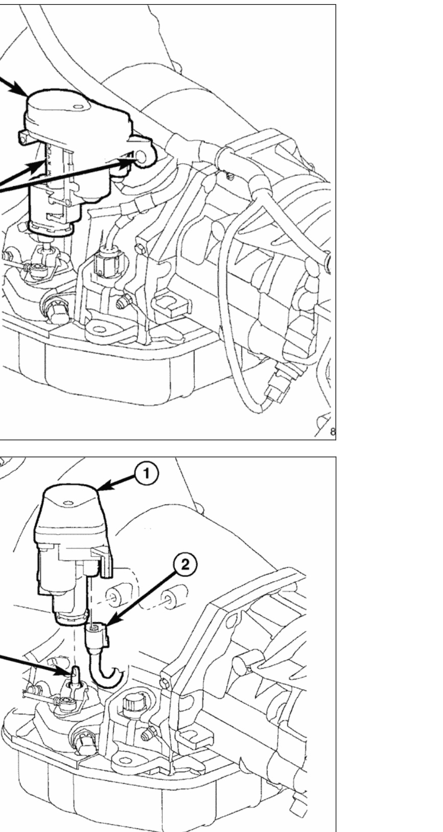Transmission throttle valve actuator (TTVA) mounting bolts, wiring connector and throttle valve shaft
