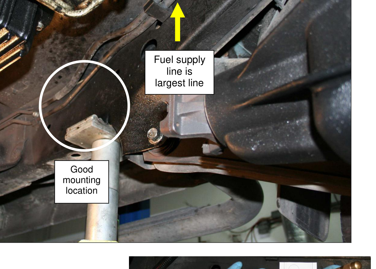 Good pump mounting location on the inside of the driver's side frame rail