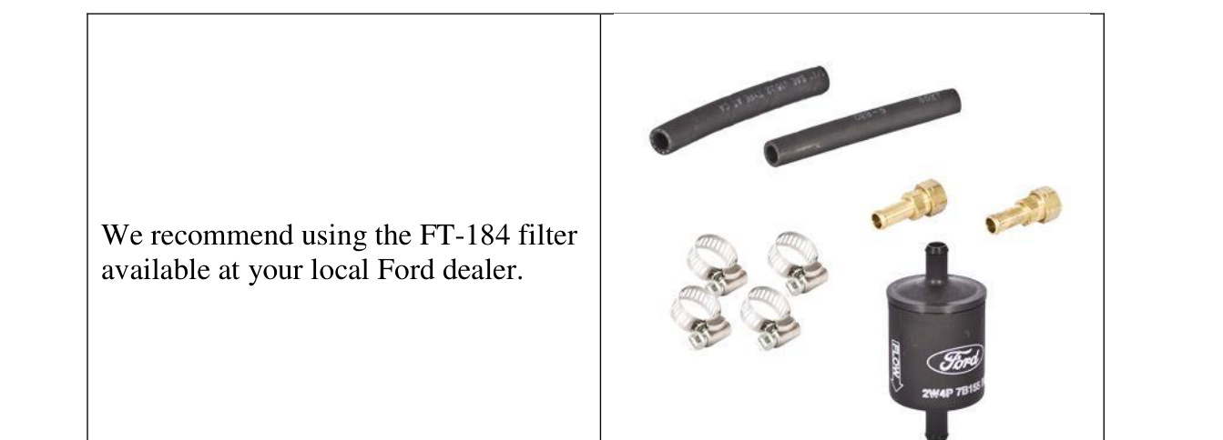 In-line transmission fluid filter kit with hoses, clamps, and barbed fittings