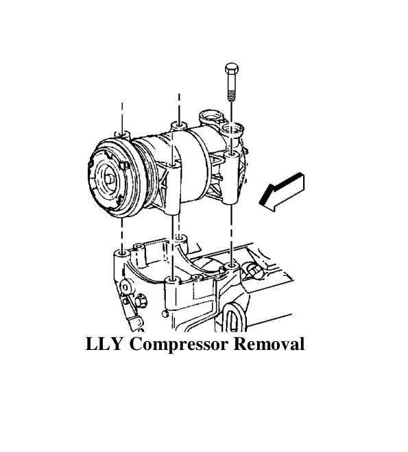 LLY Duramax AC compressor removal diagram