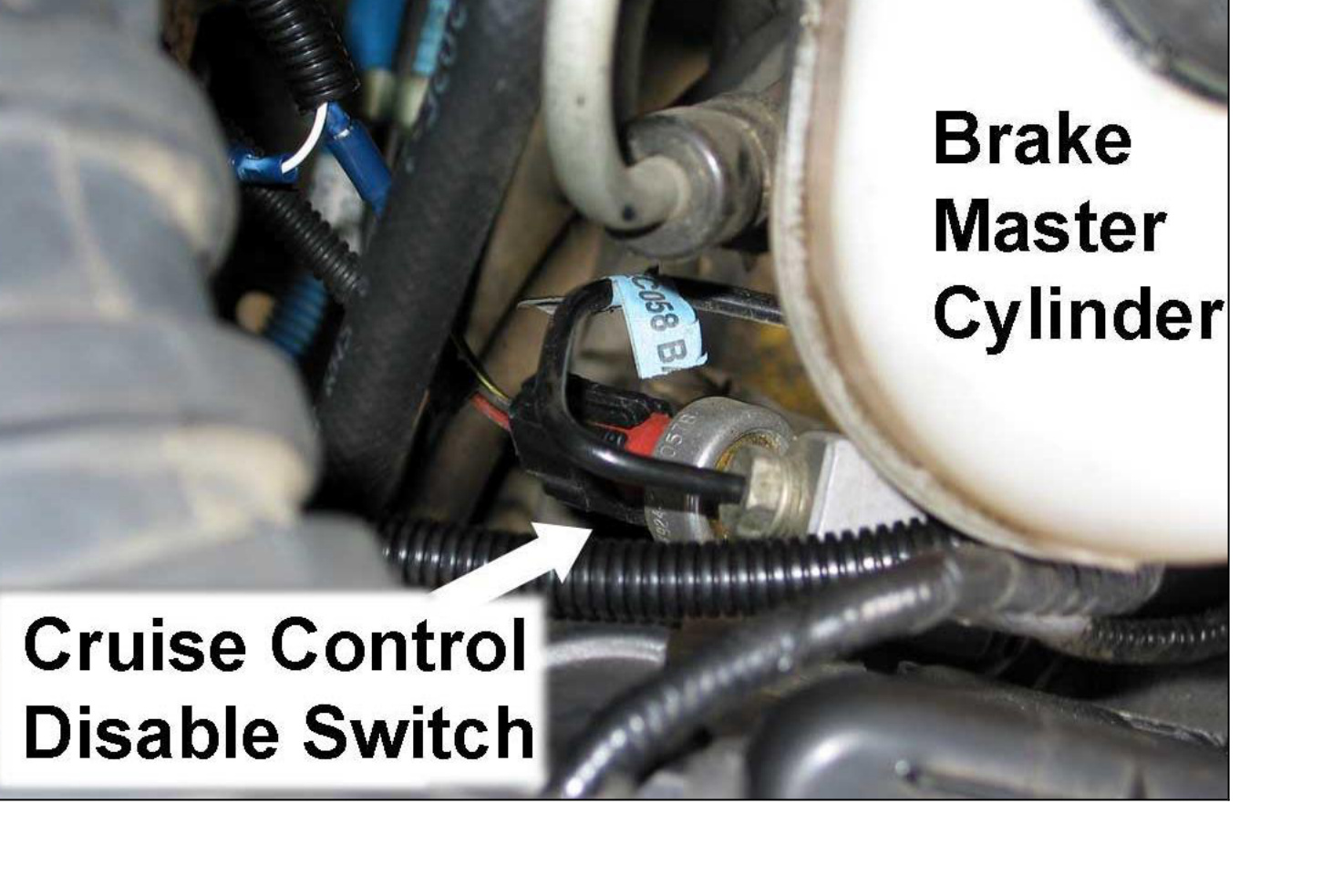 Brake master cylinder and Cruise Control Disable switch location