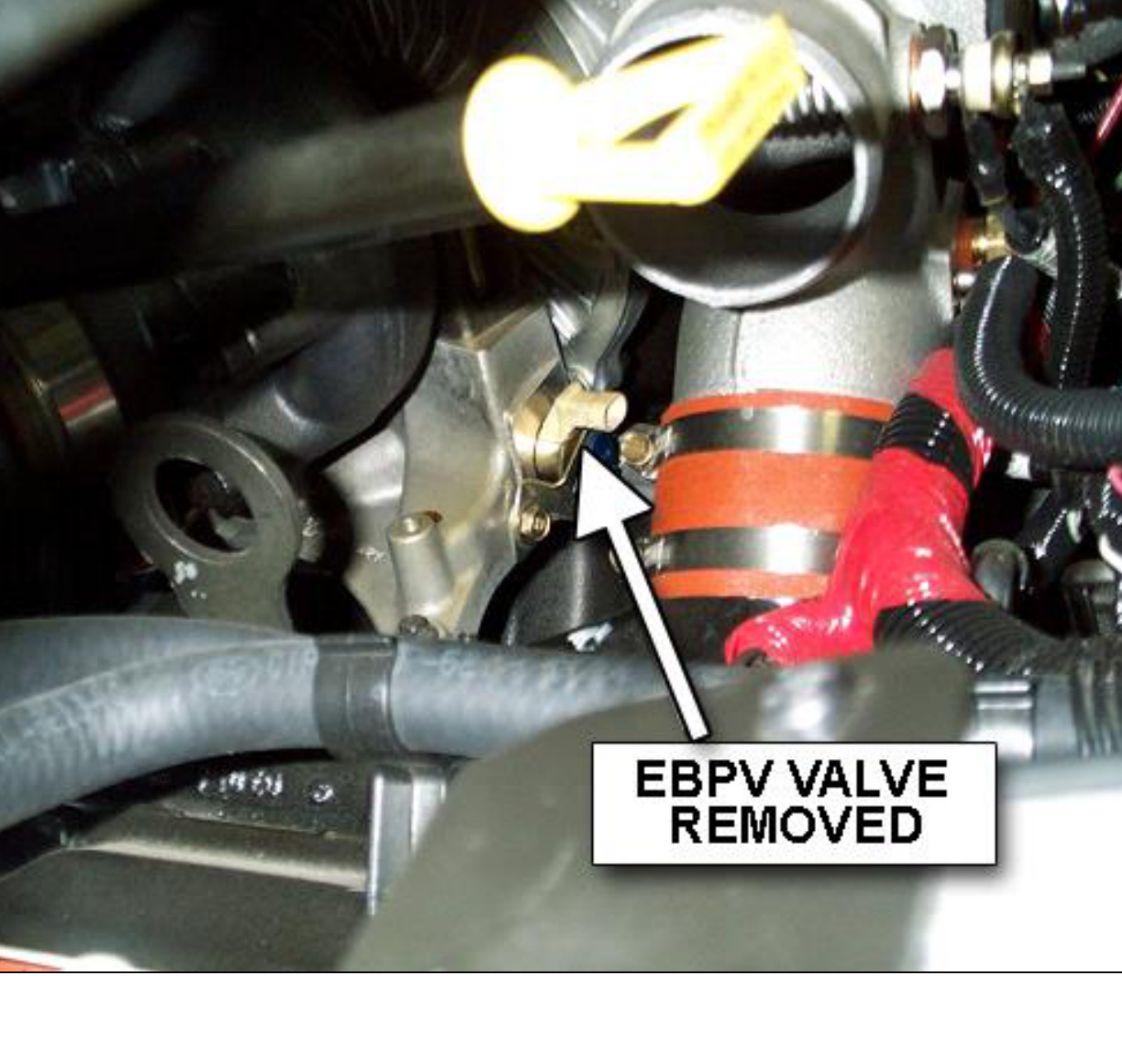 EBPV valve removed from the turbo outlet area, MAP sensor hose and connector reconnected