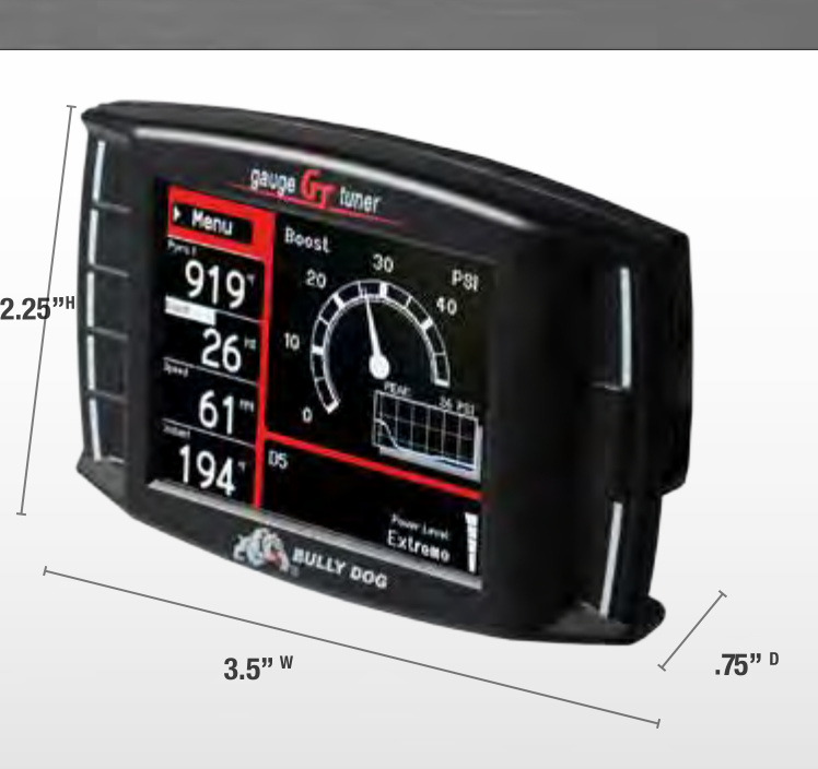 Bully Dog Triple Dog GT Diesel Tuner (40420) with dimension callouts