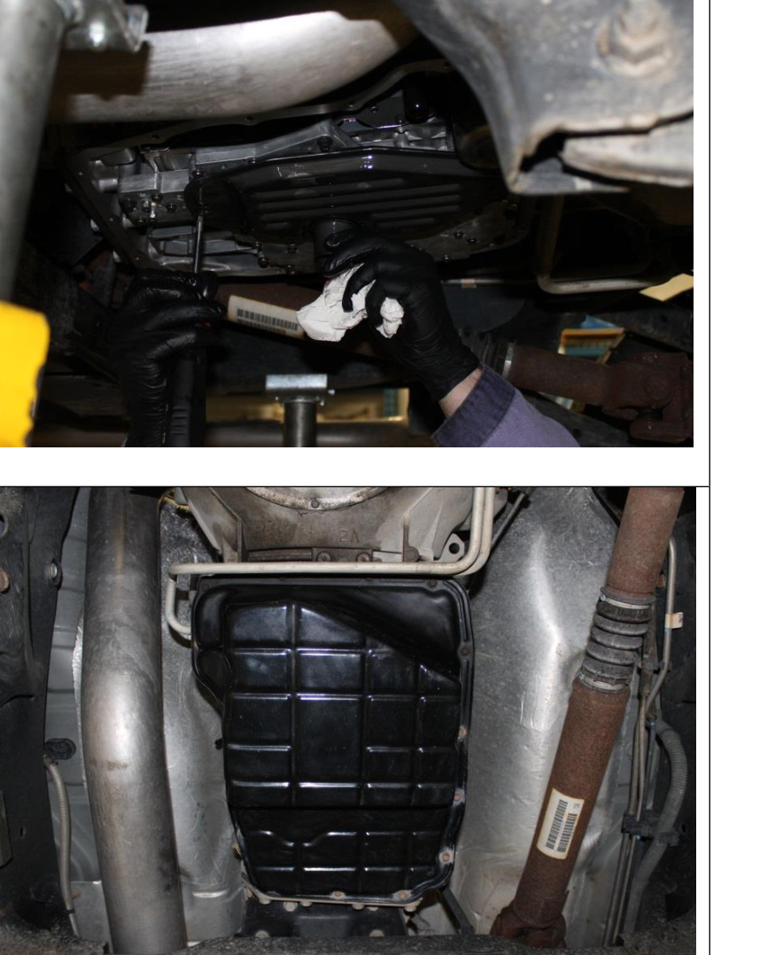 BD 68RFE Valve Body Installation Manual – Ram 6.7L Cummins – installing the filter pickup and reinstalling the transmission pan with the new gasket