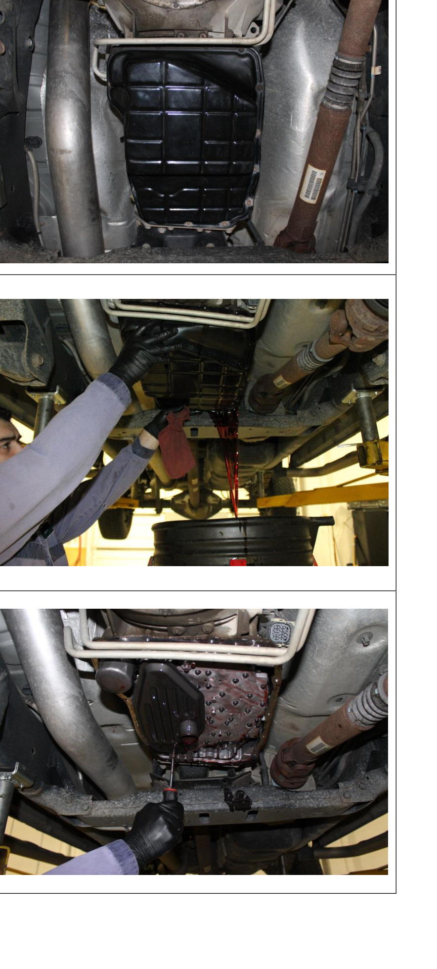 BD 68RFE Valve Body Installation Manual – Ram 6.7L Cummins – removing the transmission pan, draining fluid and removing the filter