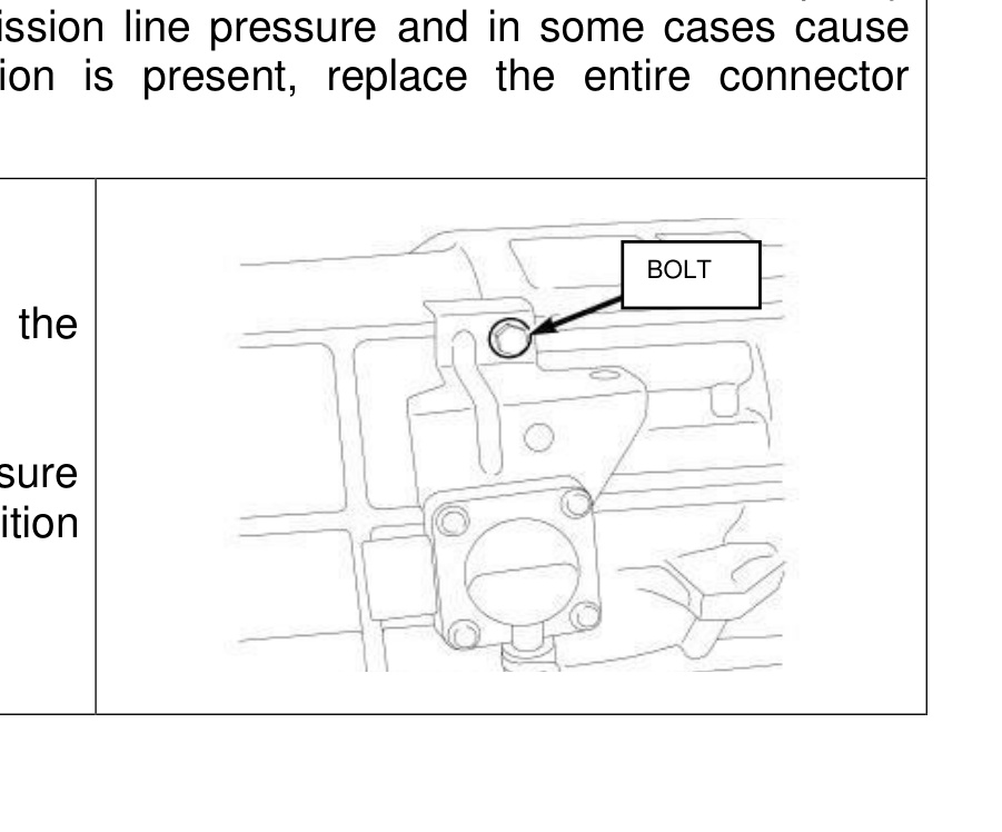 BD 68RFE Transmission Installation – differential pressure sensor mounting bolt location