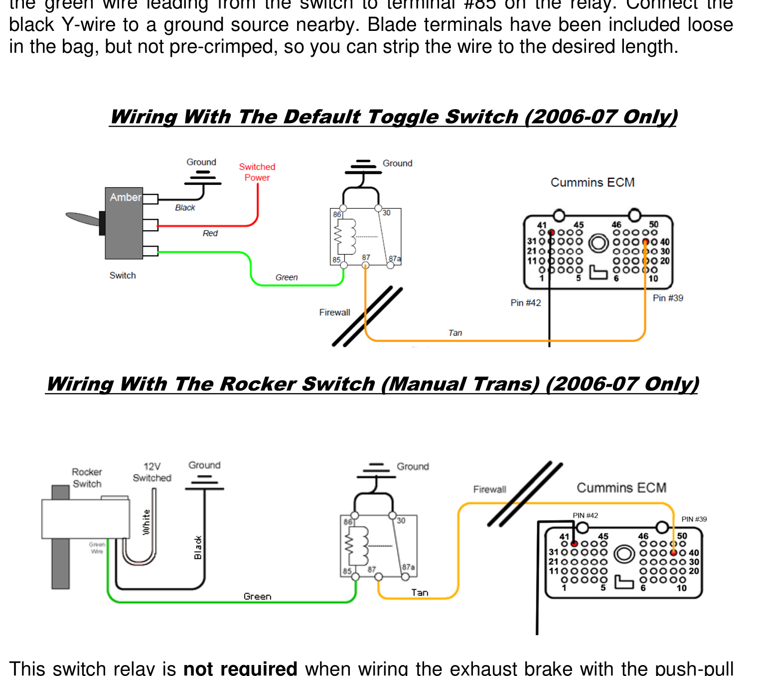 2006-2007 relay wiring diagrams for the default toggle switch and rocker switch