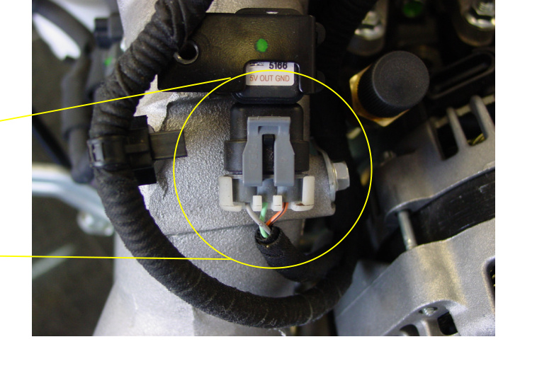 Factory harness unplugged from the turbo boost sensor