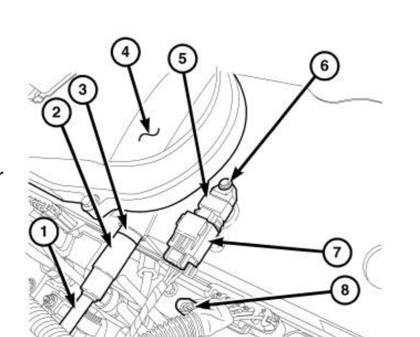 Crankcase pressure sensor 1 wire harness connectors, items 1 through 8
