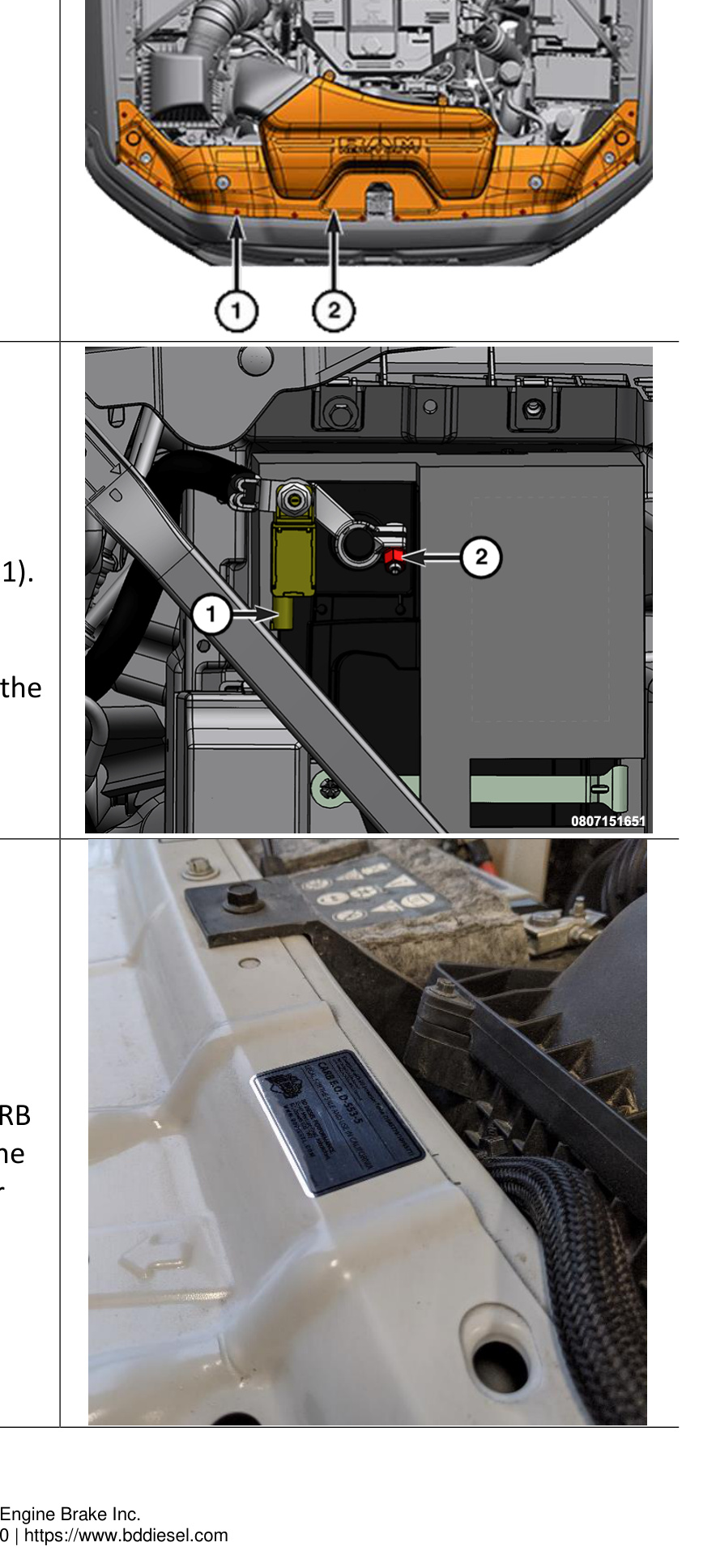 Radiator closure, IBS connector reconnection and CARB EO decal placement