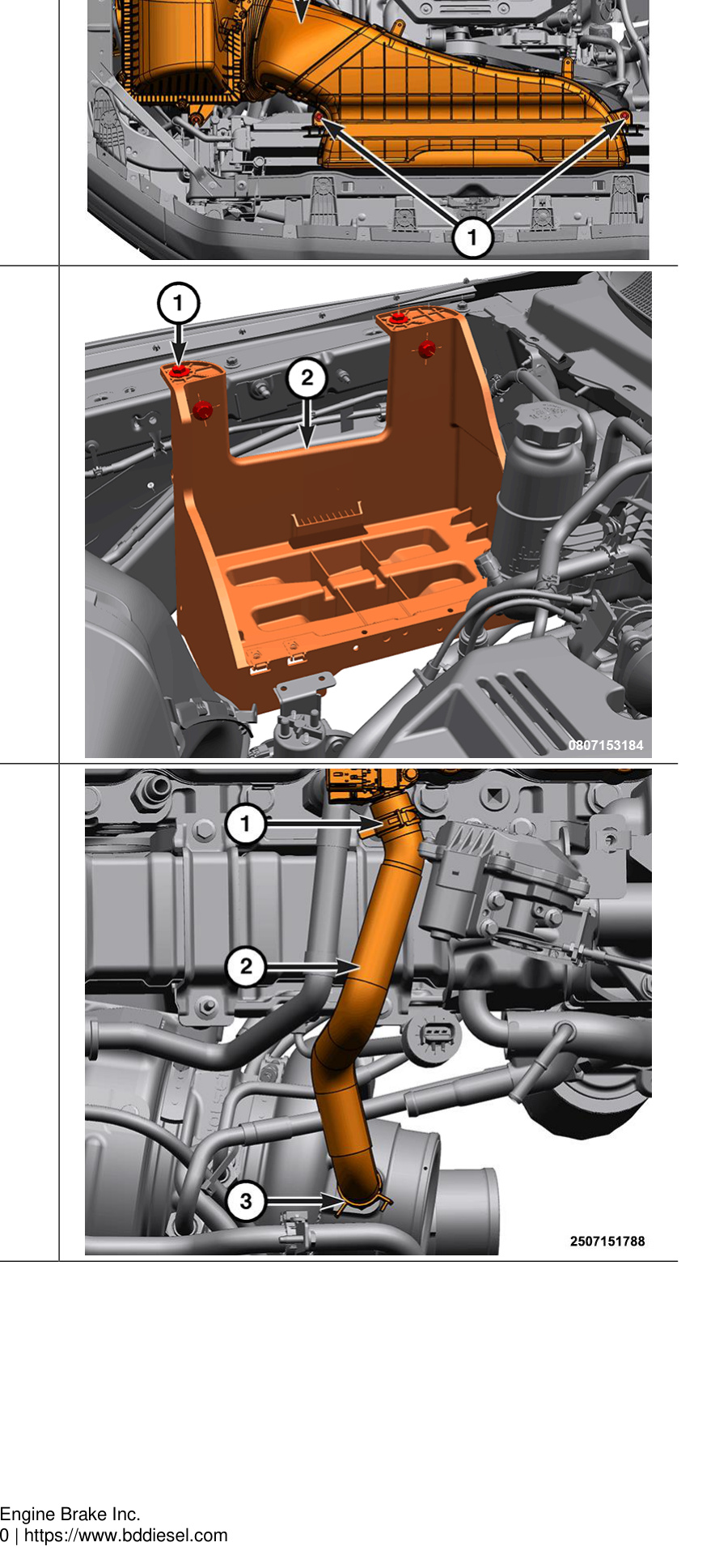 Air cleaner body, right battery tray and breather hose removal