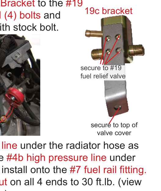 #19c flow relief bracket showing the four bolt holes and valve cover mounting tab