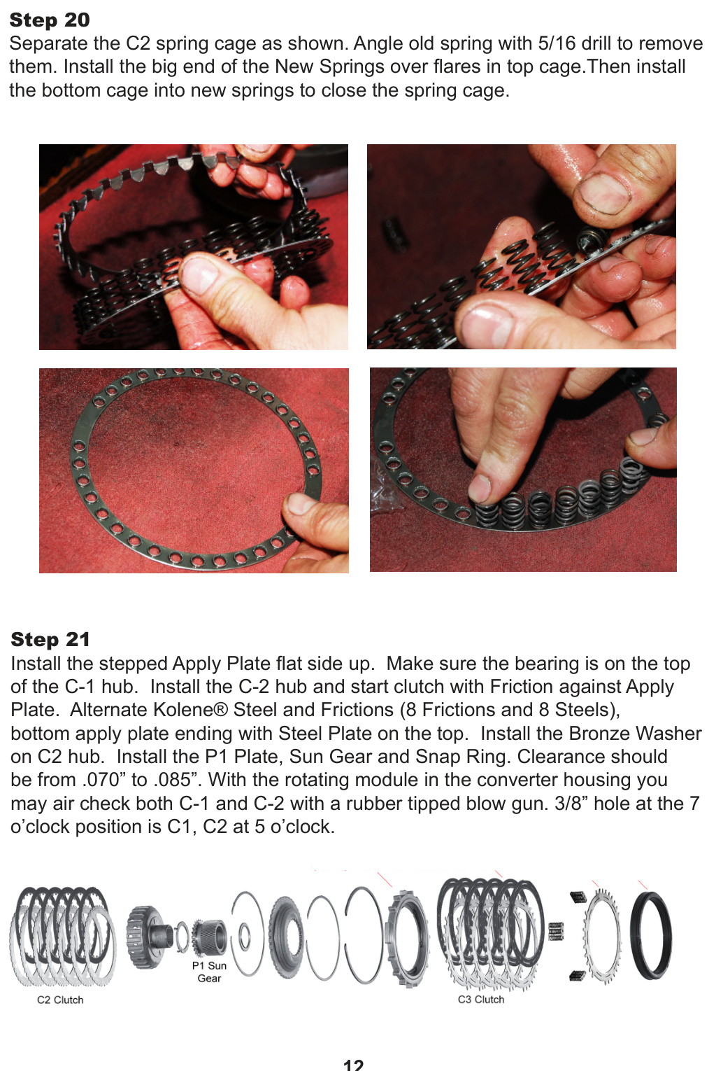 PPE Stage 4 Allison Transmission Kit &ndash; C2 spring cage separation and C1/C2 clutch assembly exploded diagram