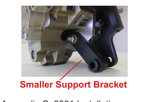 Smaller support bracket secured to the back of the CP3 pump