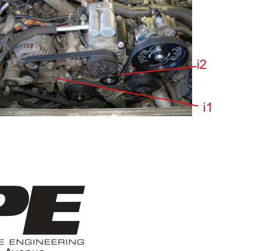 2001 idler pulley relocation from position I1 to I2 with belt routing