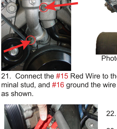 Oil filler tube and water line area with mounting points indicated