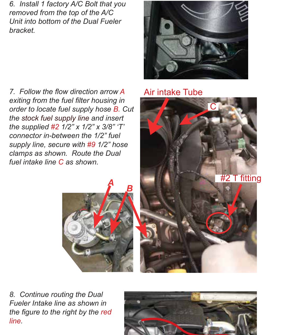PPE Dual Fueler CP3 Pump Kit Installation &ndash; LBZ/LML Duramax &ndash; fuel supply T-connector and intake line routing near the air intake tube