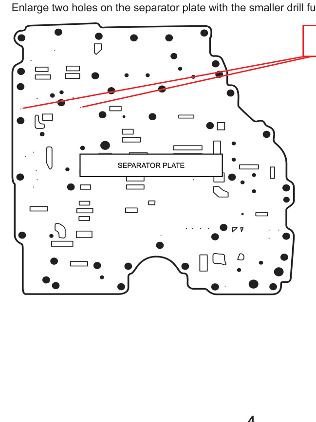 Separator plate diagram showing the two holes to enlarge
