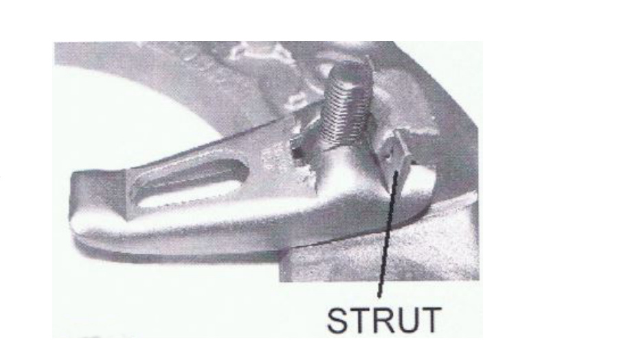 South Bend Dual Disc Clutch release lever showing the strut location