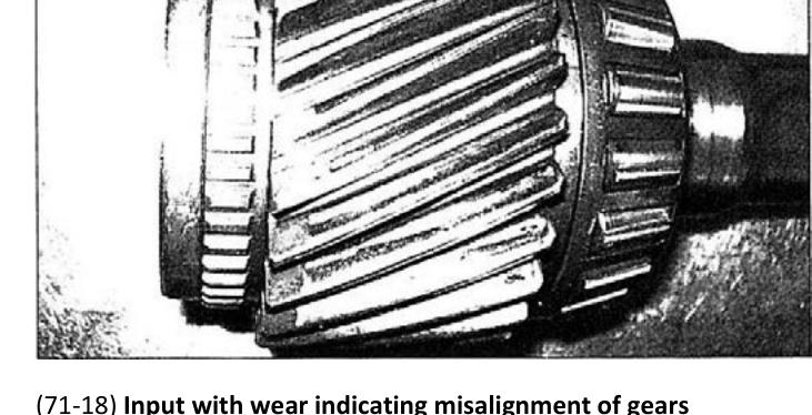 G56 input gear showing wear that indicates gear misalignment