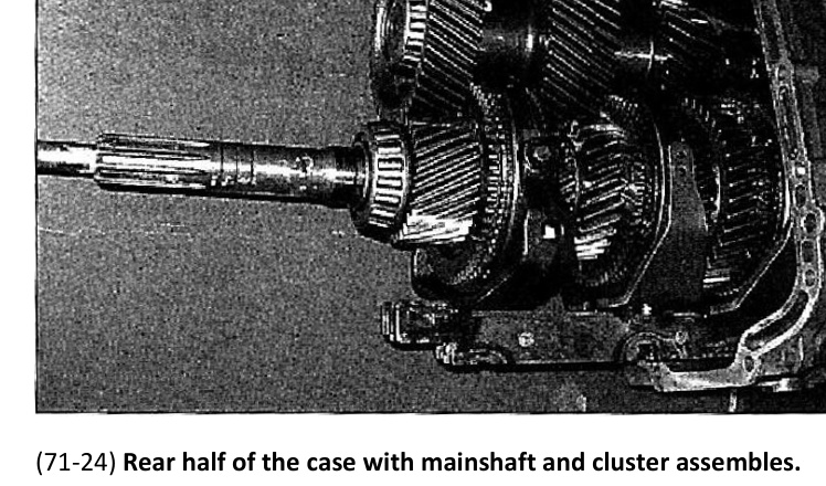 Rear half of G56 case with mainshaft and cluster assemblies in place